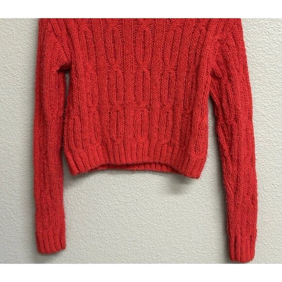 Cupcake Clothing LTD Cable Open Knit V-neck Sweater Red Women's Size Small NWT - Picture 7 of 10